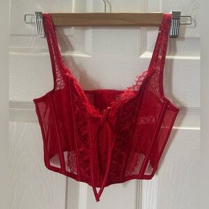 Victoria's Secret Red Lace Corset Crop Top